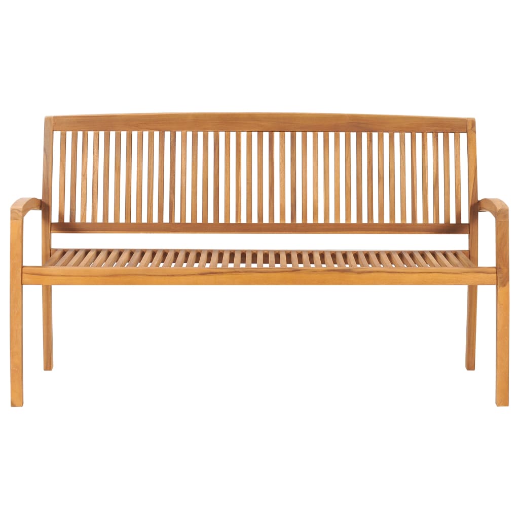 Banc de jardin empilable avec coussin 159 cm en teck massif