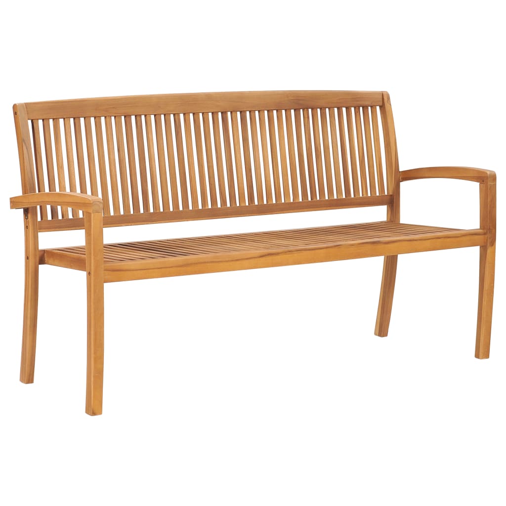 Banc de jardin empilable avec coussin 159 cm en teck massif