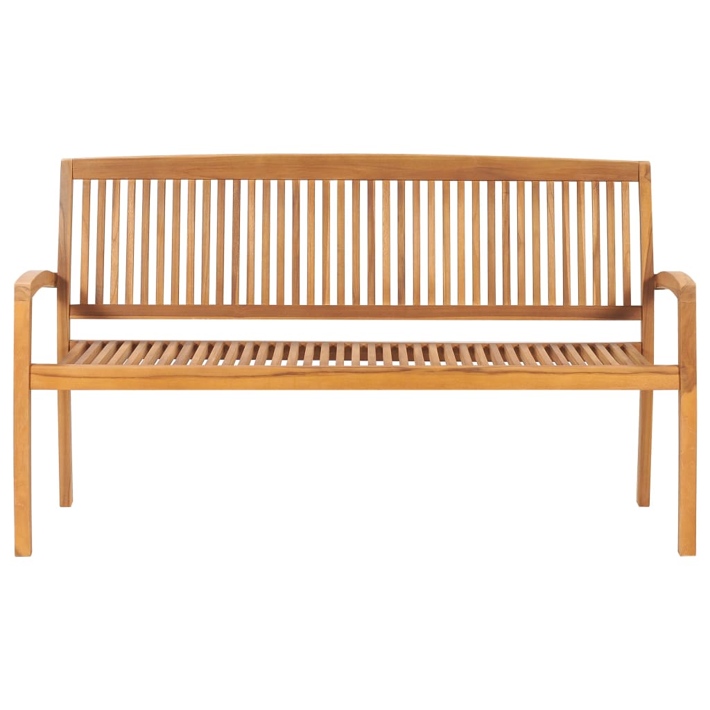 Banc de jardin empilable avec coussin 159 cm en teck massif