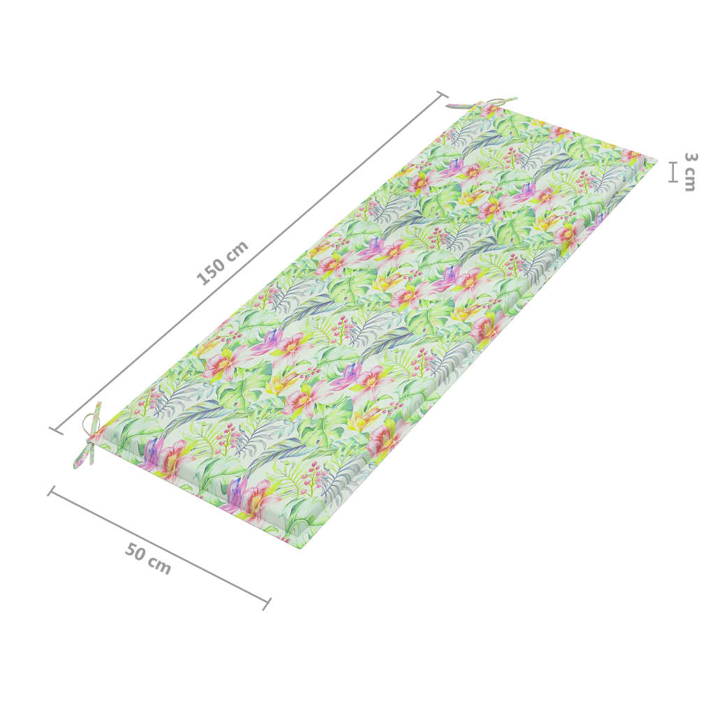 Banc de jardin empilable avec coussin 159 cm en teck massif