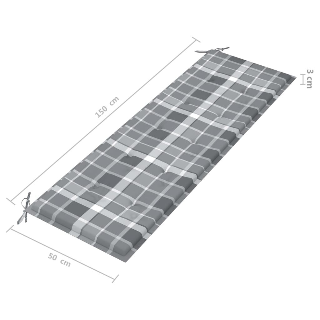 Banc de jardin empilable avec coussin 159 cm en teck massif