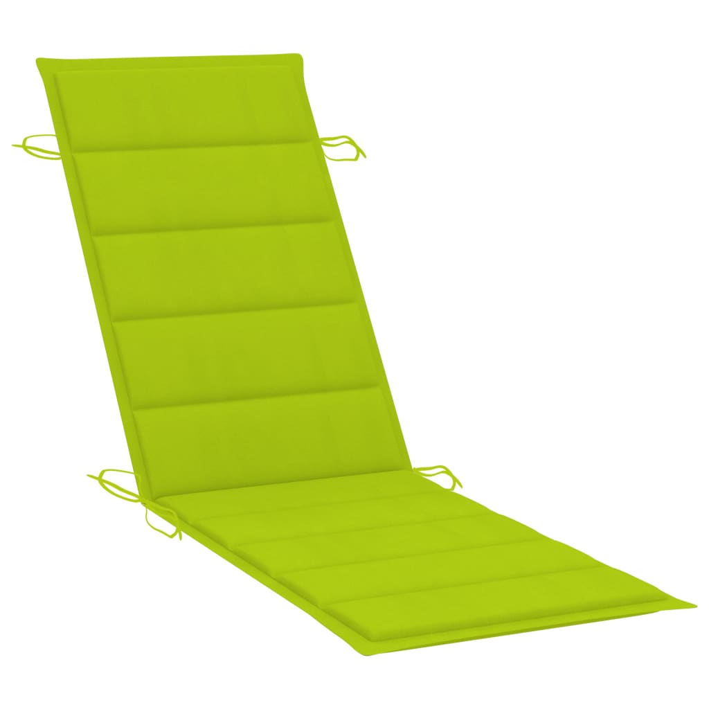 Chaise longue à bascule avec coussin en teck massif