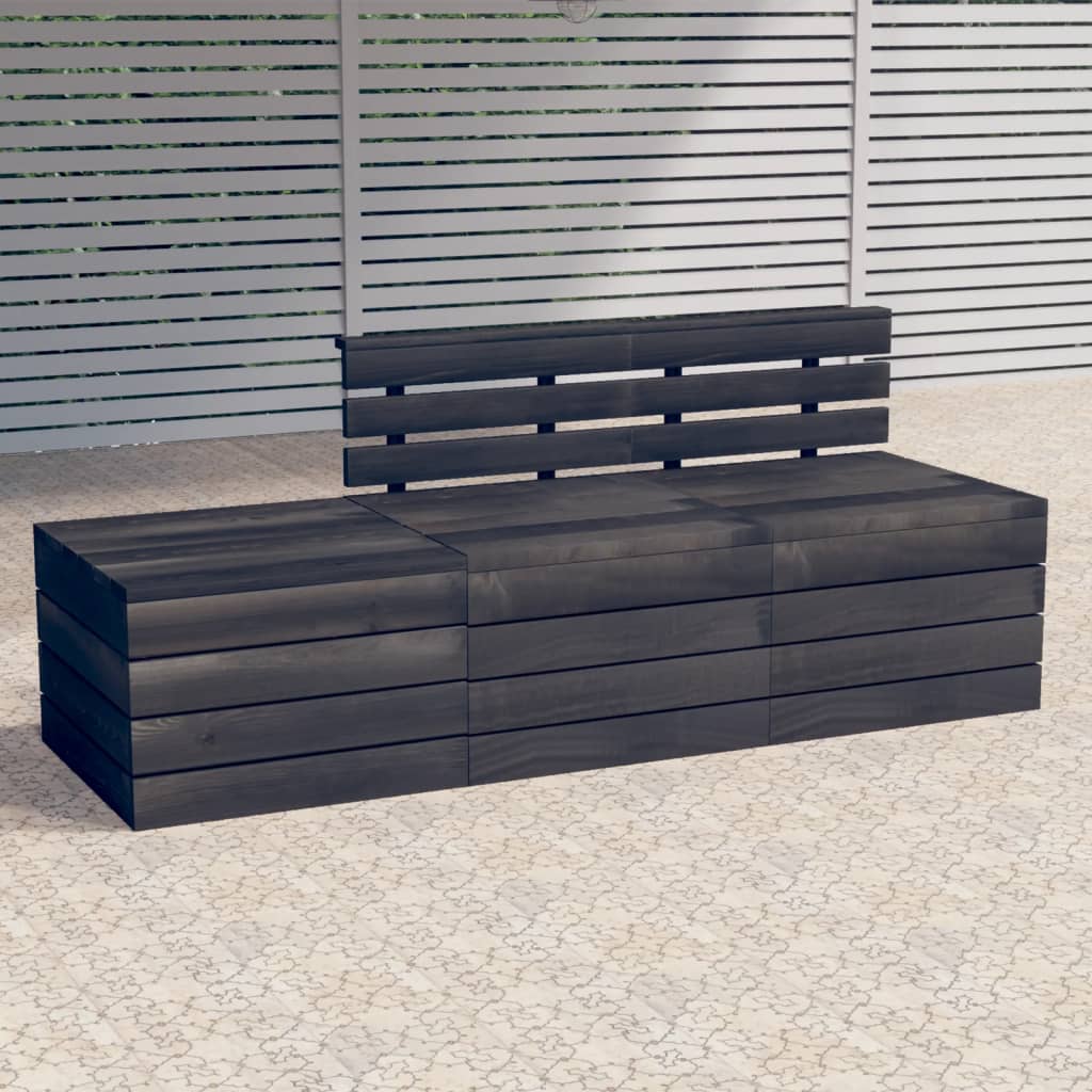 3-delige Loungeset met kussens pallet massief grenenhout