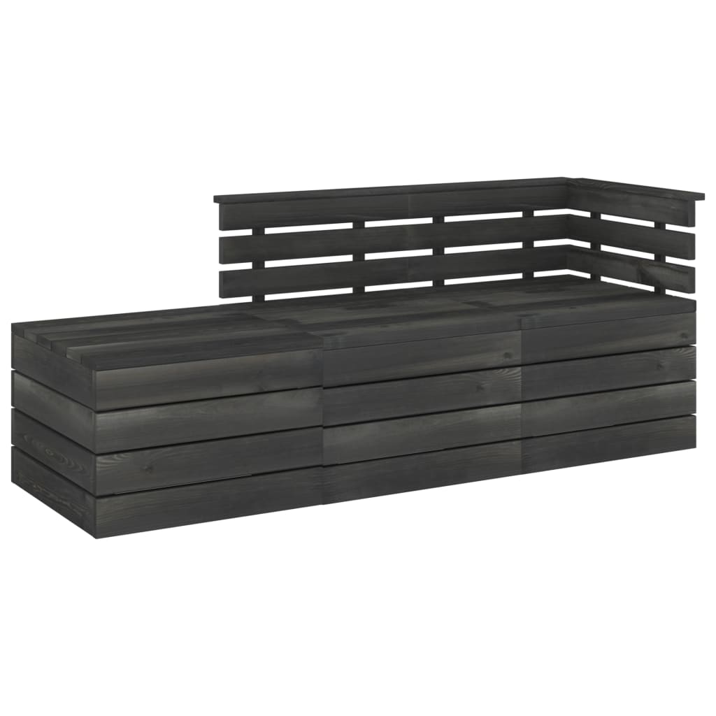 3-delige Loungeset met kussens pallet massief grenenhout