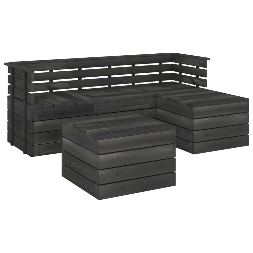 5-delige Loungeset met kussens pallet massief grenenhout