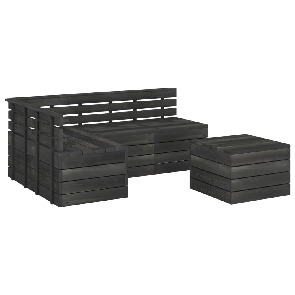 5-delige Loungeset met kussens pallet massief grenenhout