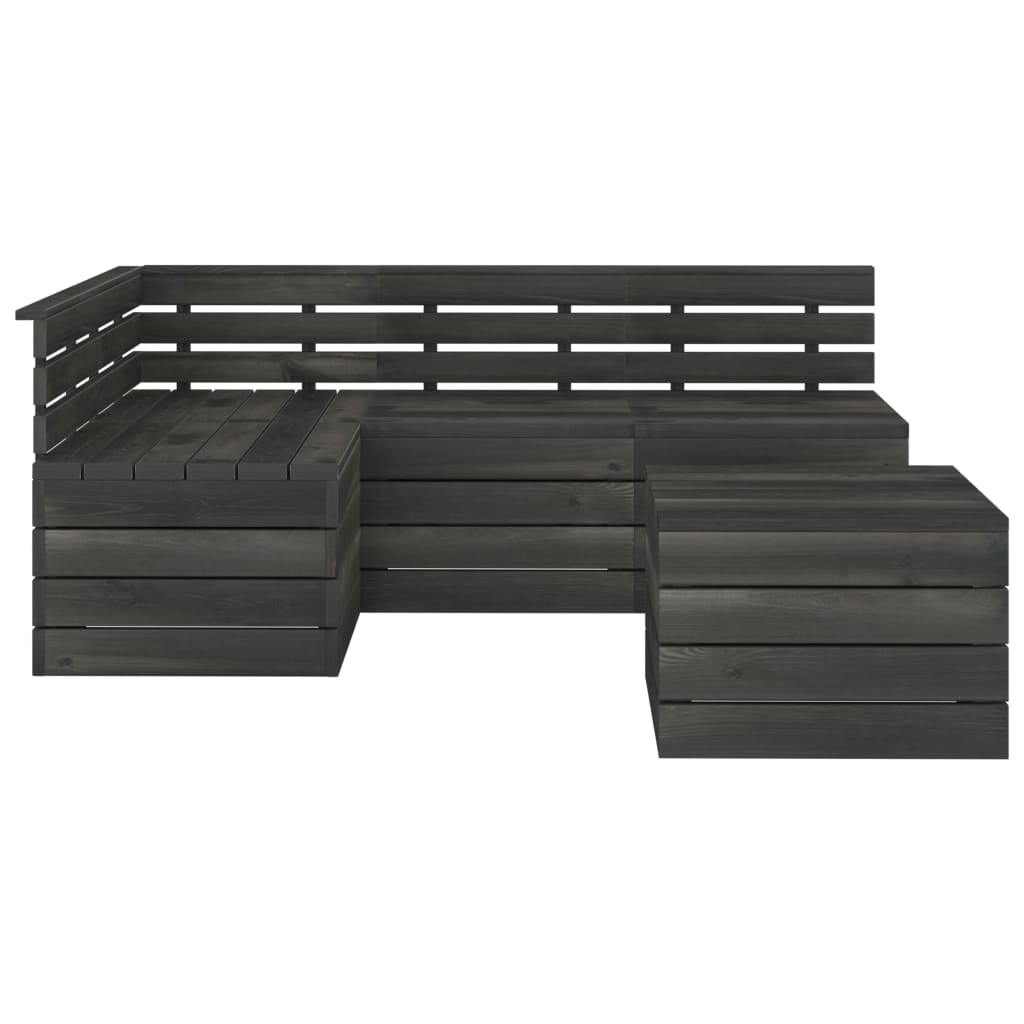 5-delige Loungeset met kussens pallet massief grenenhout