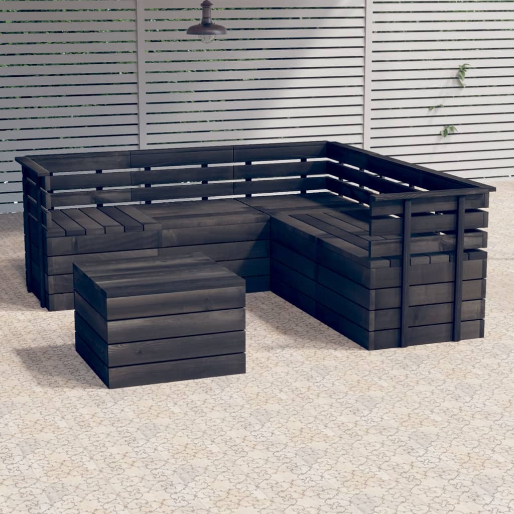 6-delige Loungeset met kussens pallet massief grenenhout