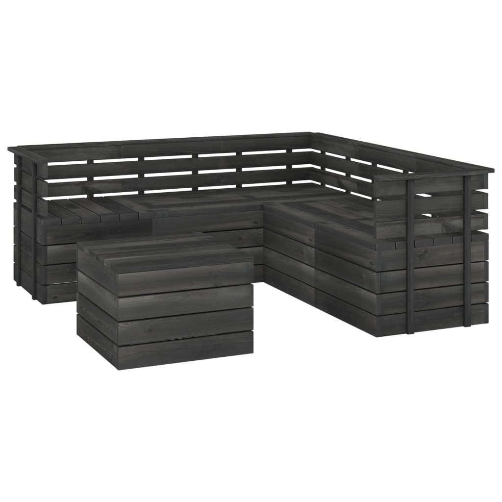 6-delige Loungeset met kussens pallet massief grenenhout