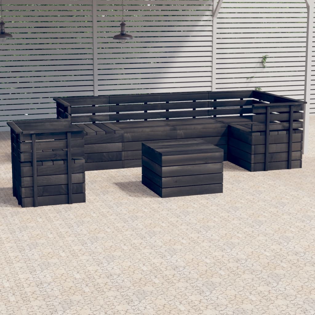 7-delige Loungeset met kussens pallet massief grenenhout