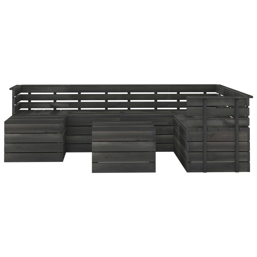 8-delige Loungeset pallet massief grenenhout donkergrijs