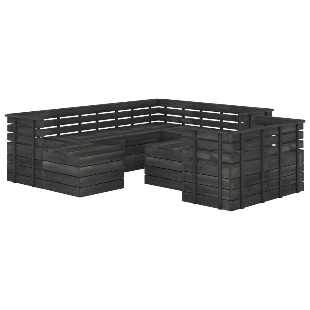 10-delige Loungeset pallet massief grenenhout donkergrijs