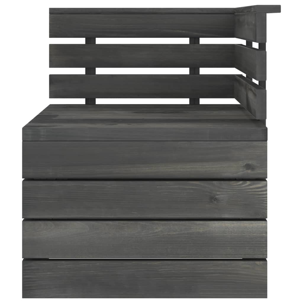 Ensemble de salon 10 pièces palette en bois de pin massif gris foncé