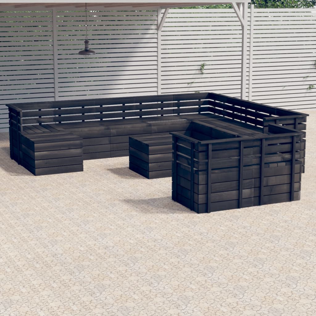 10-delige Loungeset met kussens pallet massief grenenhout