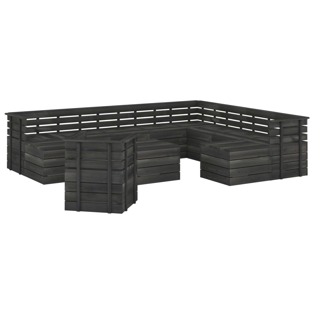 12-delige Loungeset pallet met kussens massief grenenhout