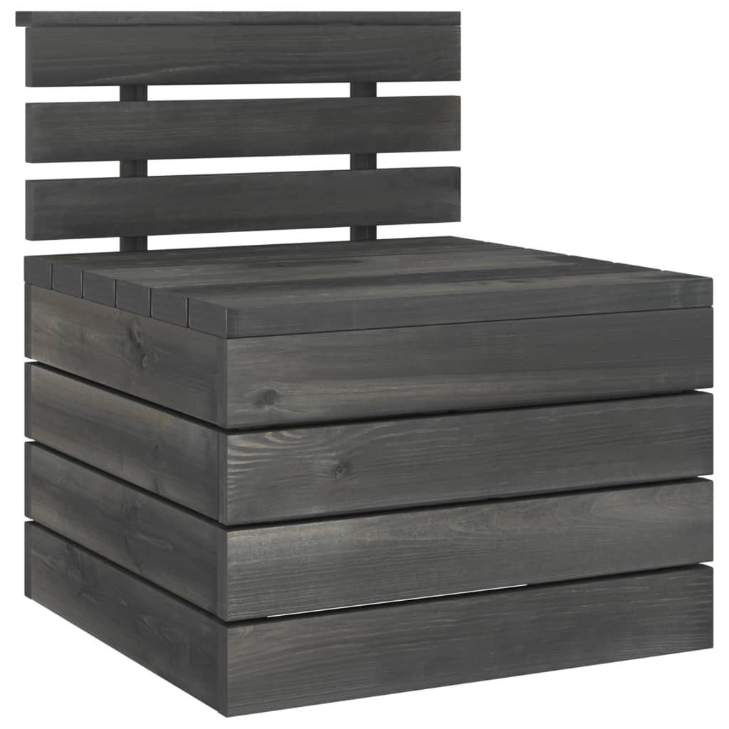 12-delige Loungeset pallet massief grenenhout donkergrijs