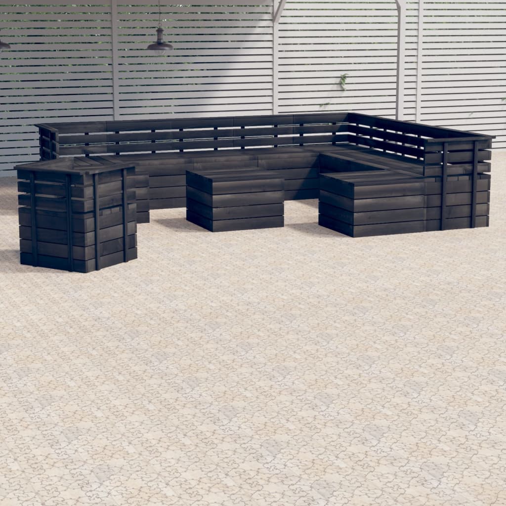 12-delige Loungeset pallet met kussens massief grenenhout