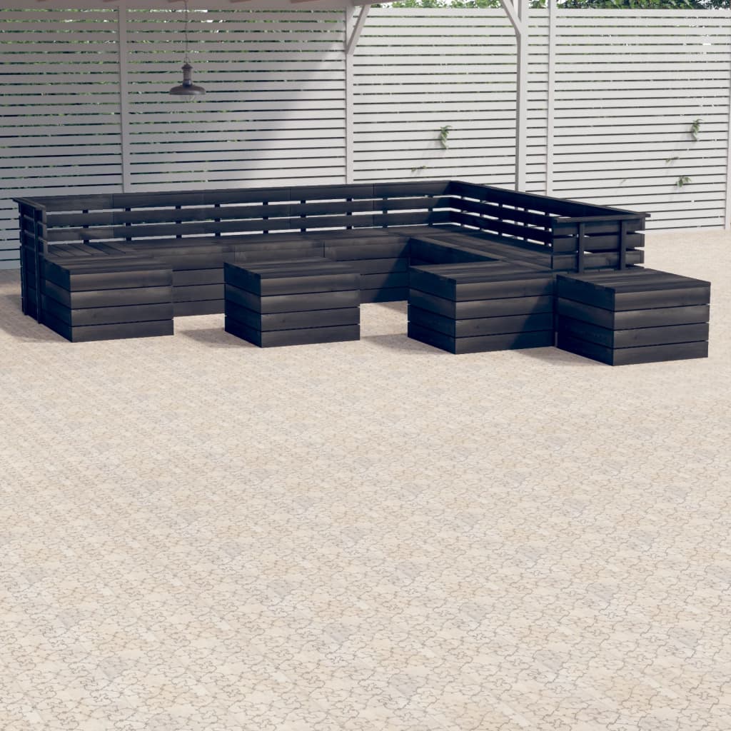 12-delige Loungeset met kussens pallet massief grenenhout