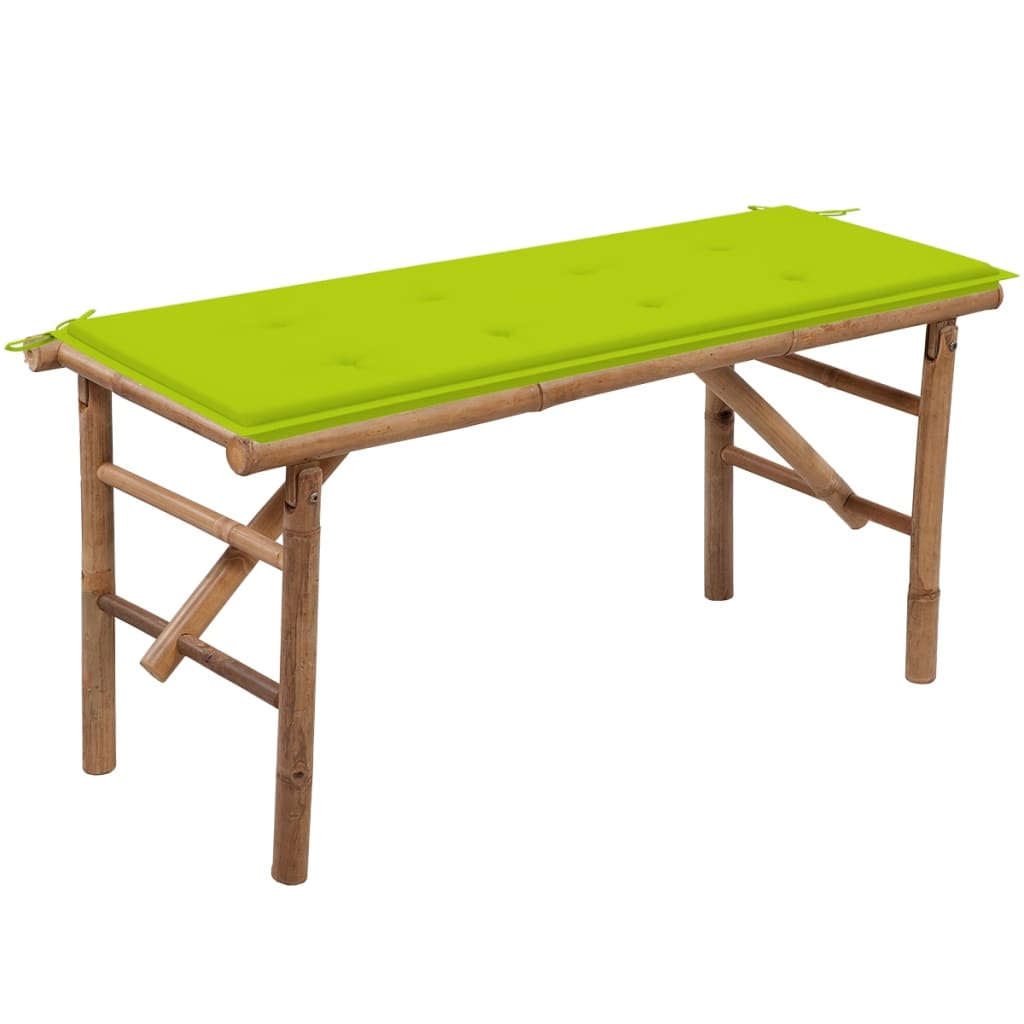 Banc de jardin pliant avec coussin 118 cm bambou