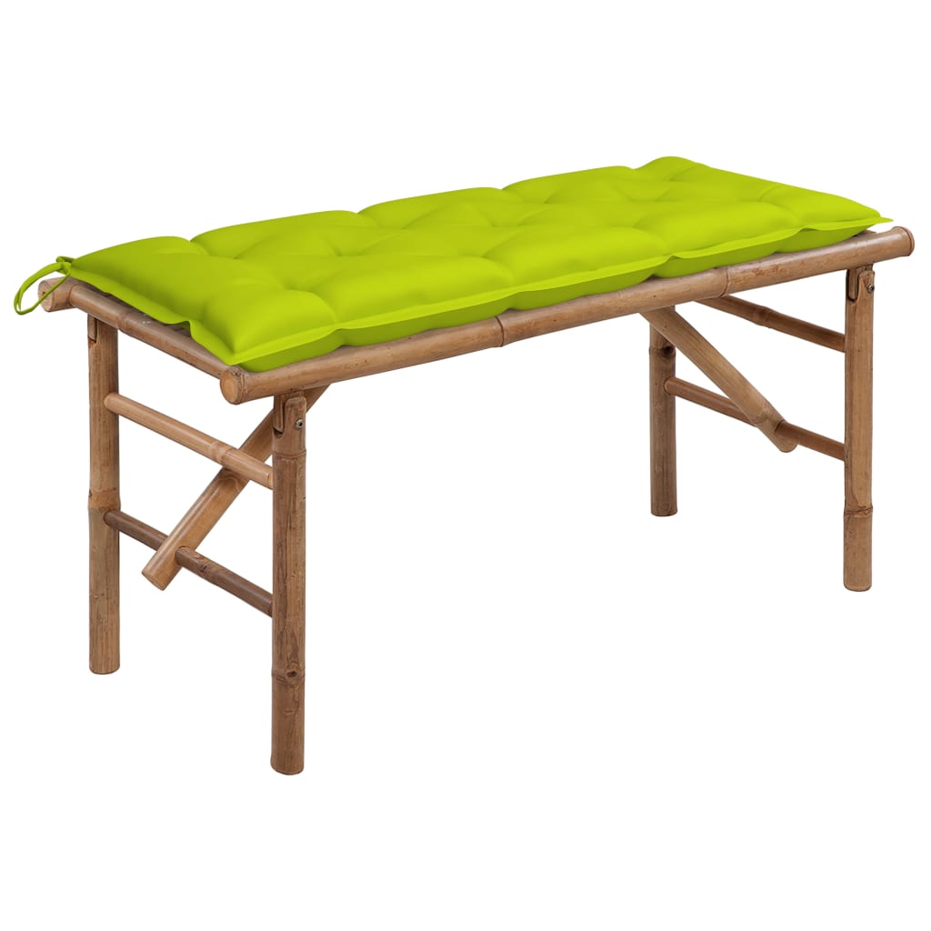 Banc de jardin pliant avec coussin 118 cm bambou