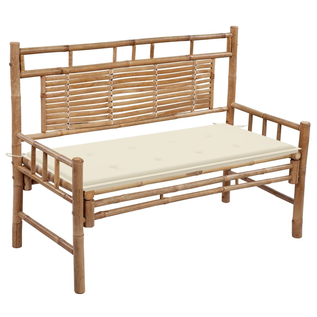 Banc de jardin avec coussin 120 cm bambou