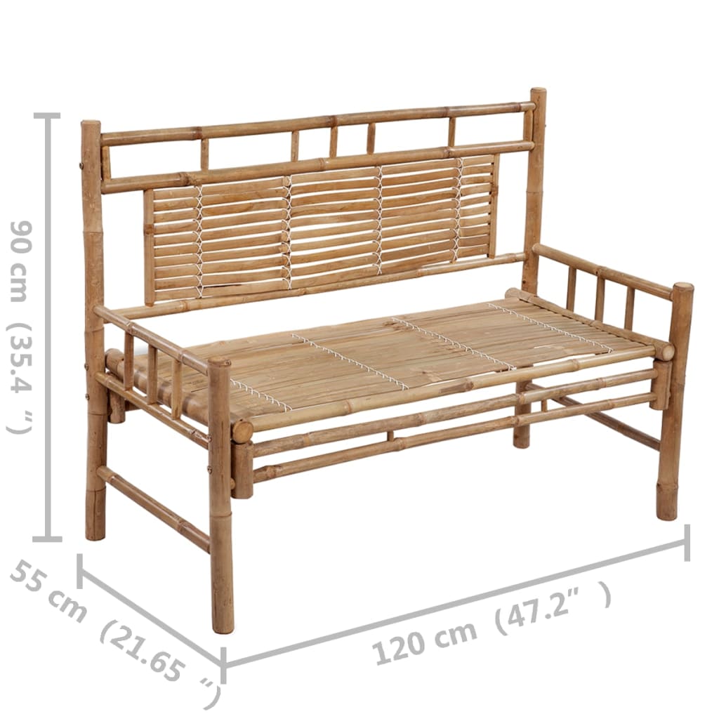 Banc de jardin avec coussin 120 cm bambou