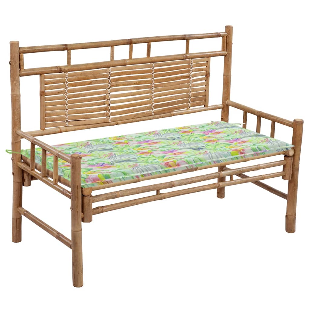 Banc de jardin avec coussin 120 cm bambou