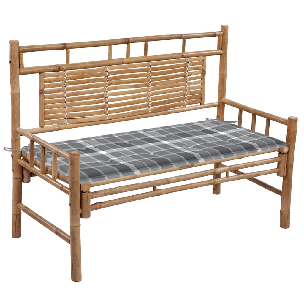 Banc de jardin avec coussin 120 cm bambou