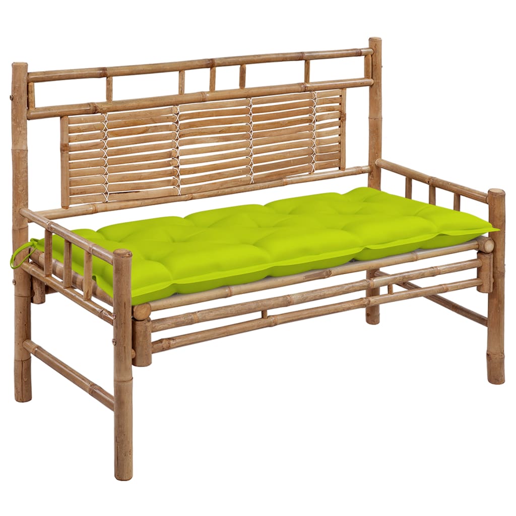 Banc de jardin avec coussin 120 cm bambou