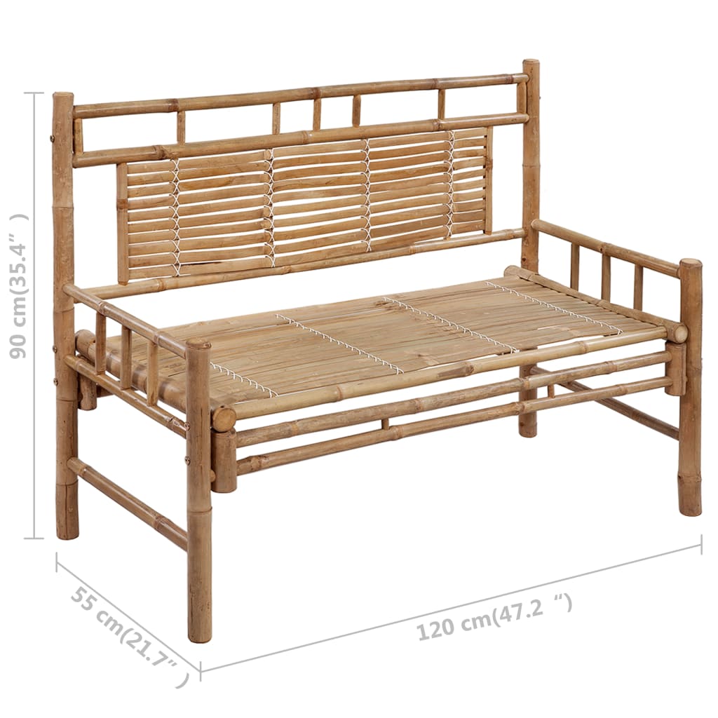 Banc de jardin avec coussin 120 cm bambou