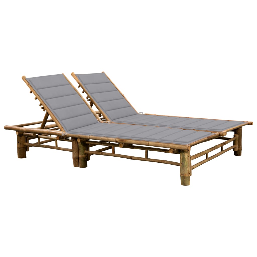 Chaise longue double avec coussins en bambou