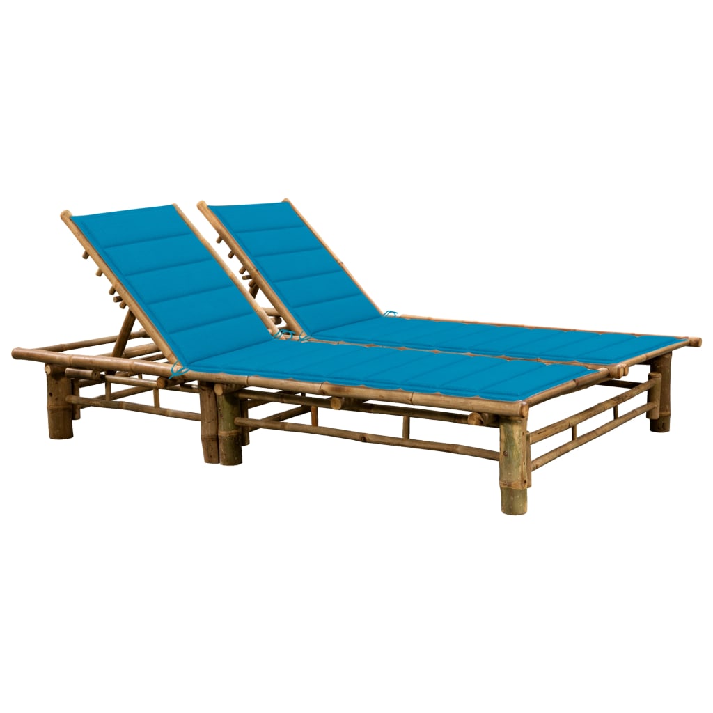 Chaise longue double avec coussins en bambou