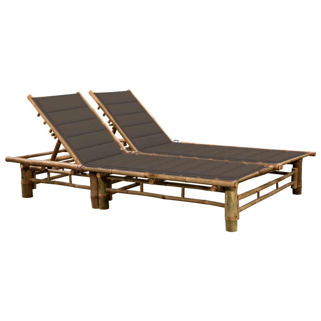 Chaise longue double avec coussins en bambou