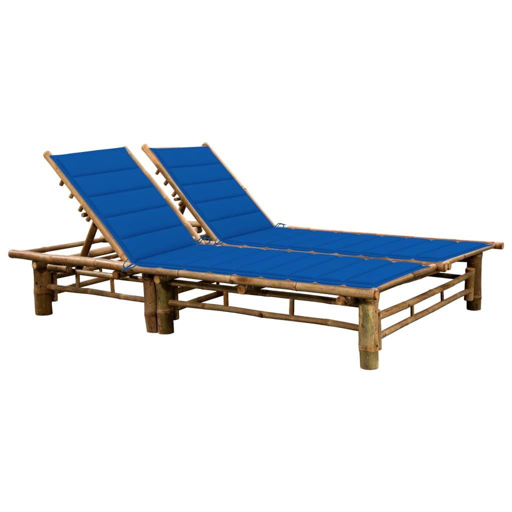 Chaise longue double avec coussins en bambou