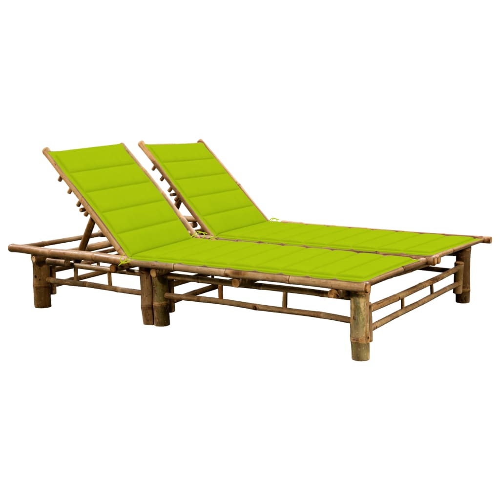 Chaise longue double avec coussins en bambou