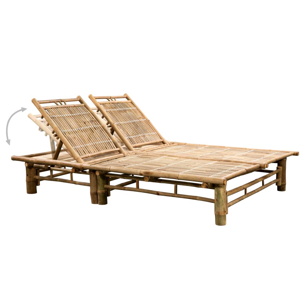 Chaise longue double avec coussins en bambou