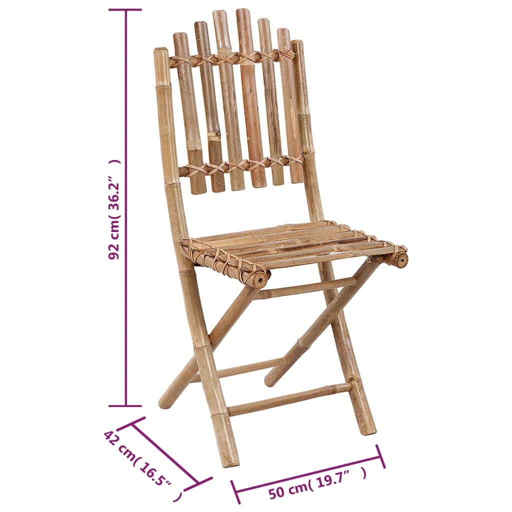 Tuinstoelen 2 st inklapbaar met kussens bamboe