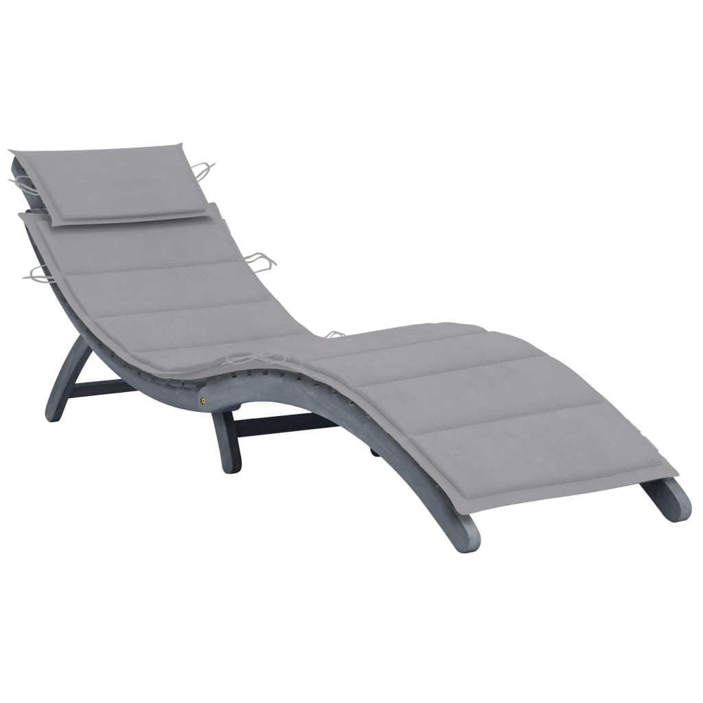 Bain de soleil avec coussin en bois d'acacia massif