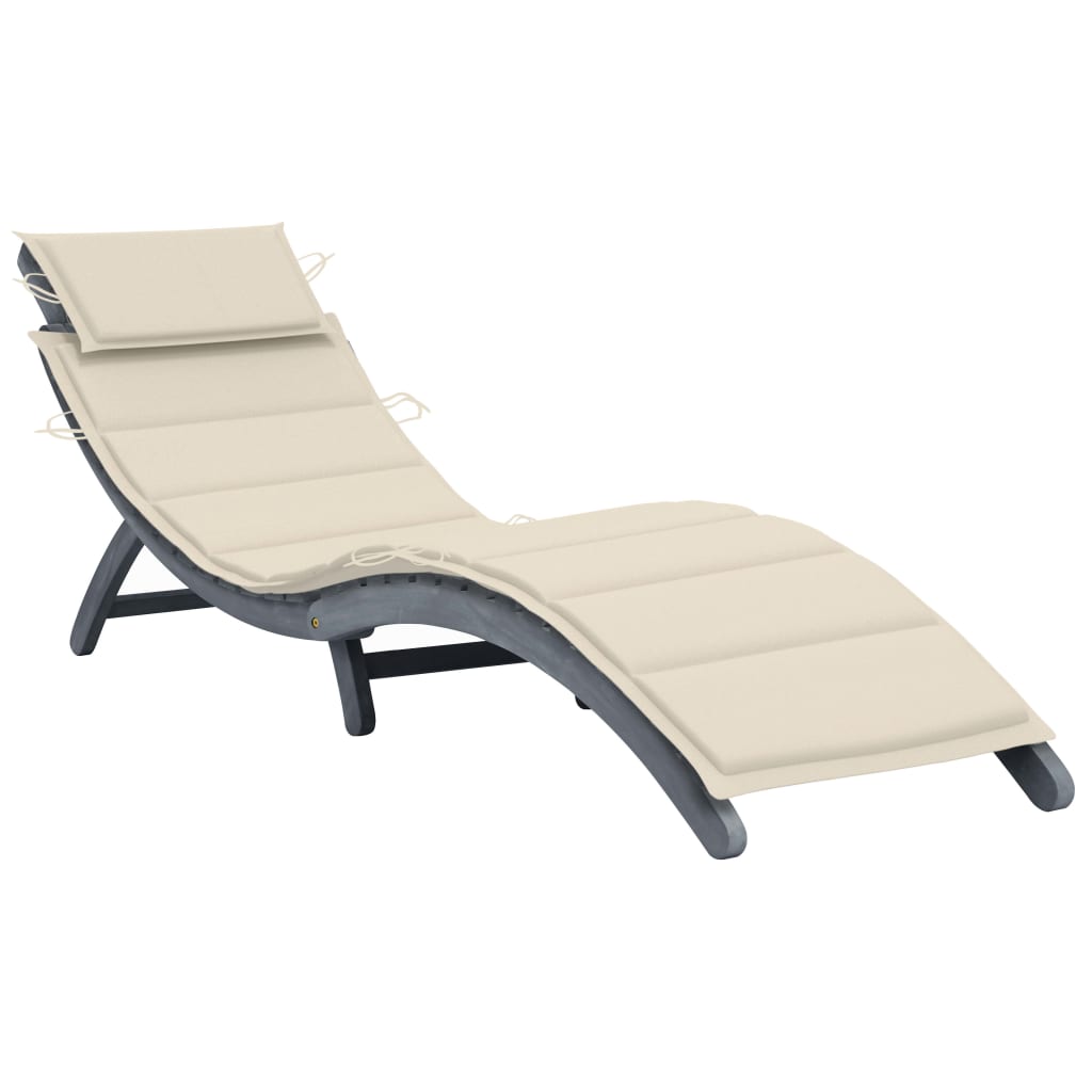 Bain de soleil avec coussin en bois d'acacia massif