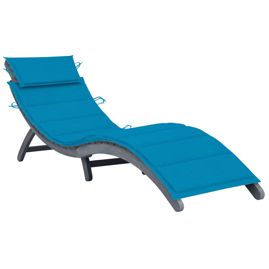 Bain de soleil avec coussin en bois d'acacia massif