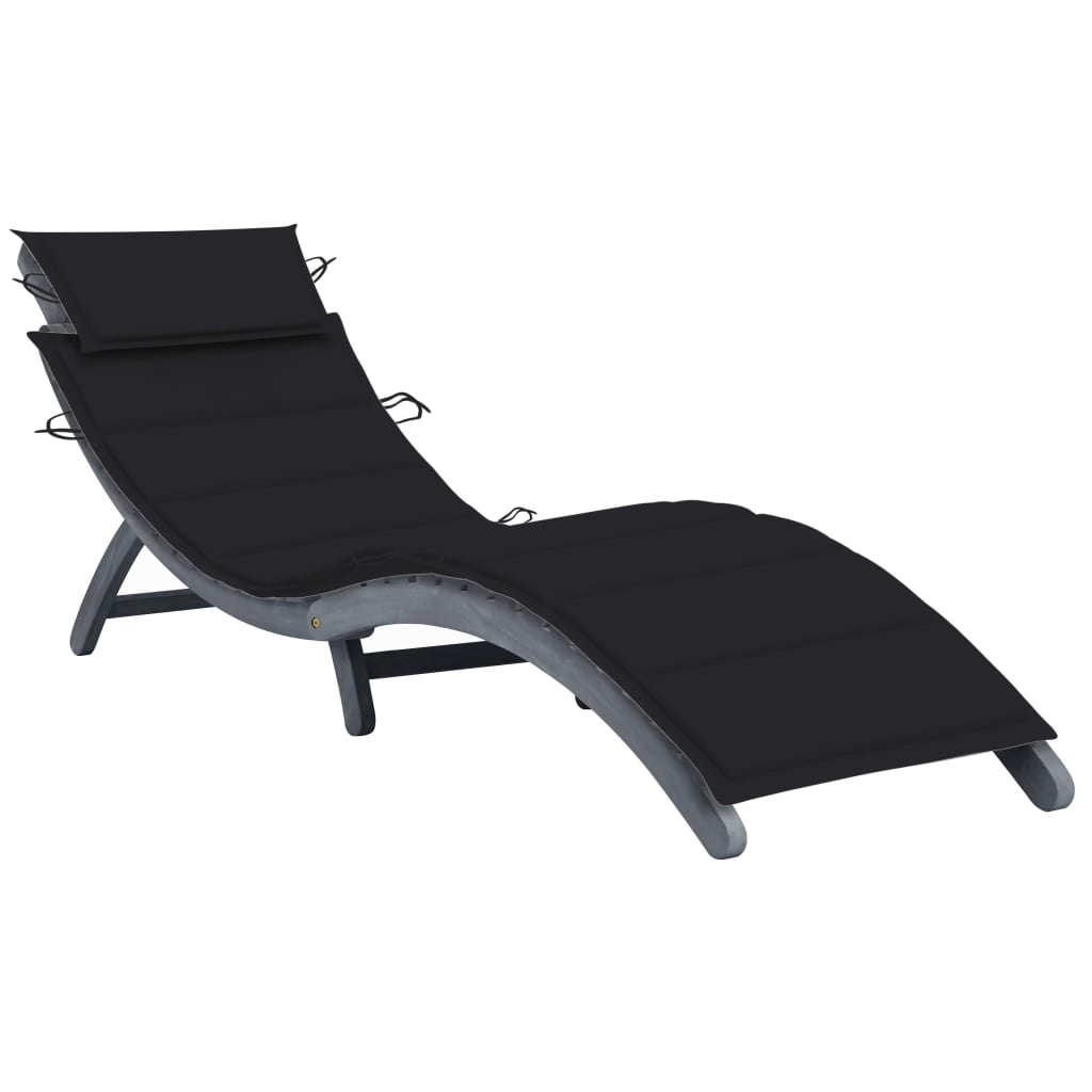 Bain de soleil avec coussin en bois d'acacia massif