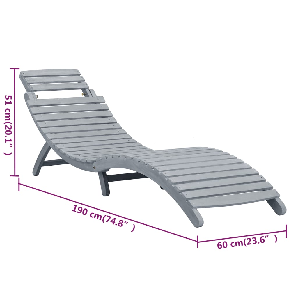 Bain de soleil avec coussin en bois d'acacia massif