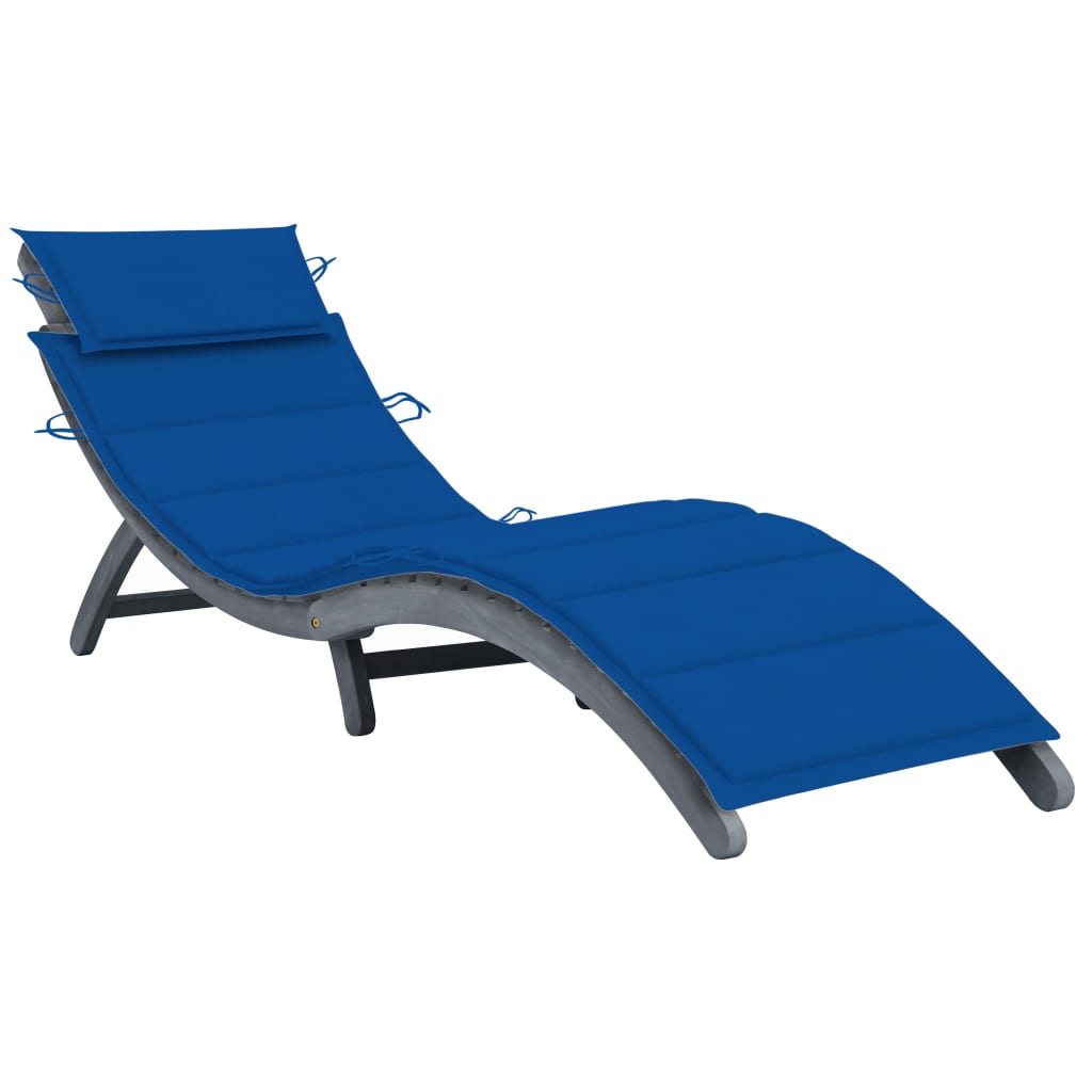 Bain de soleil avec coussin en bois d'acacia massif