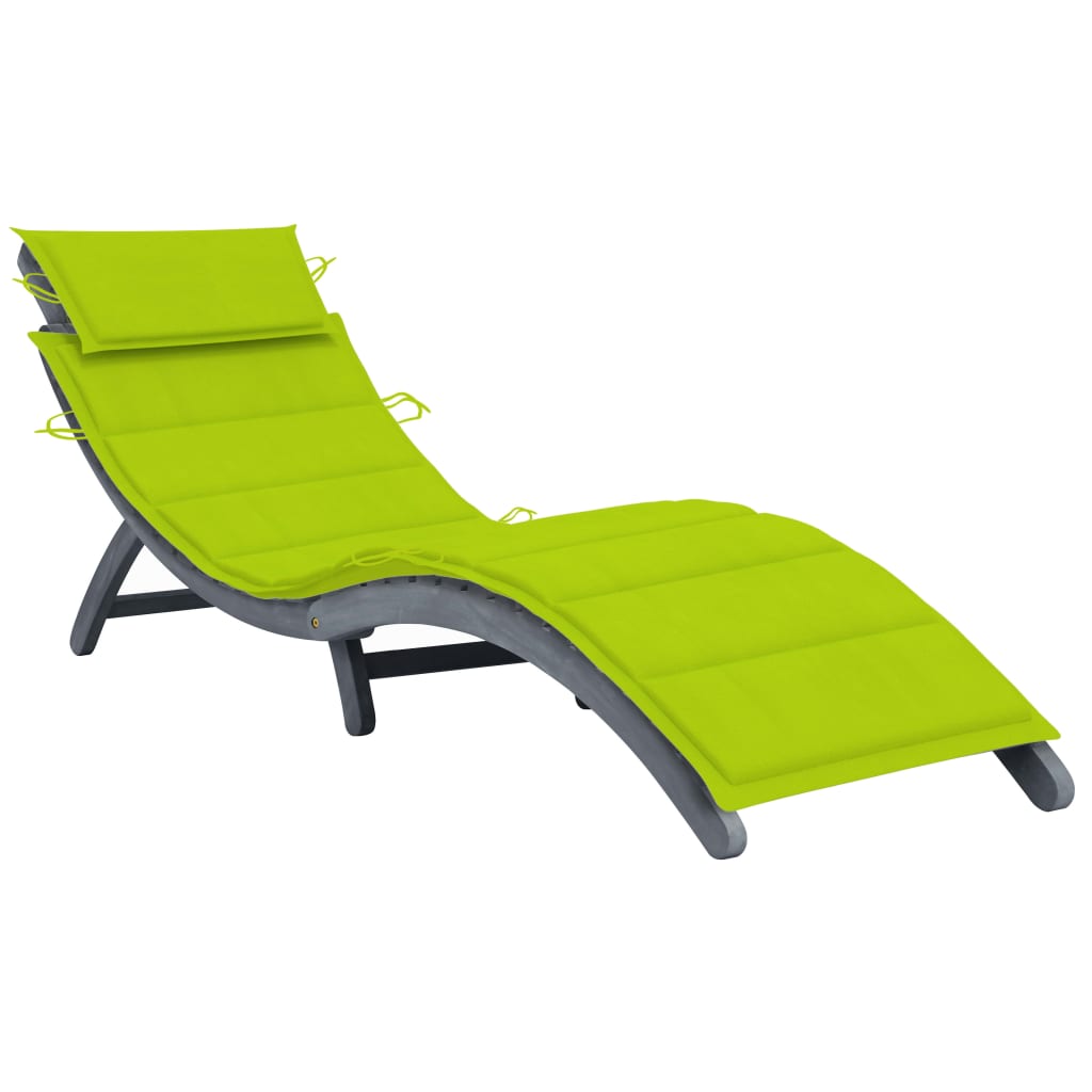 Bain de soleil avec coussin en bois d'acacia massif