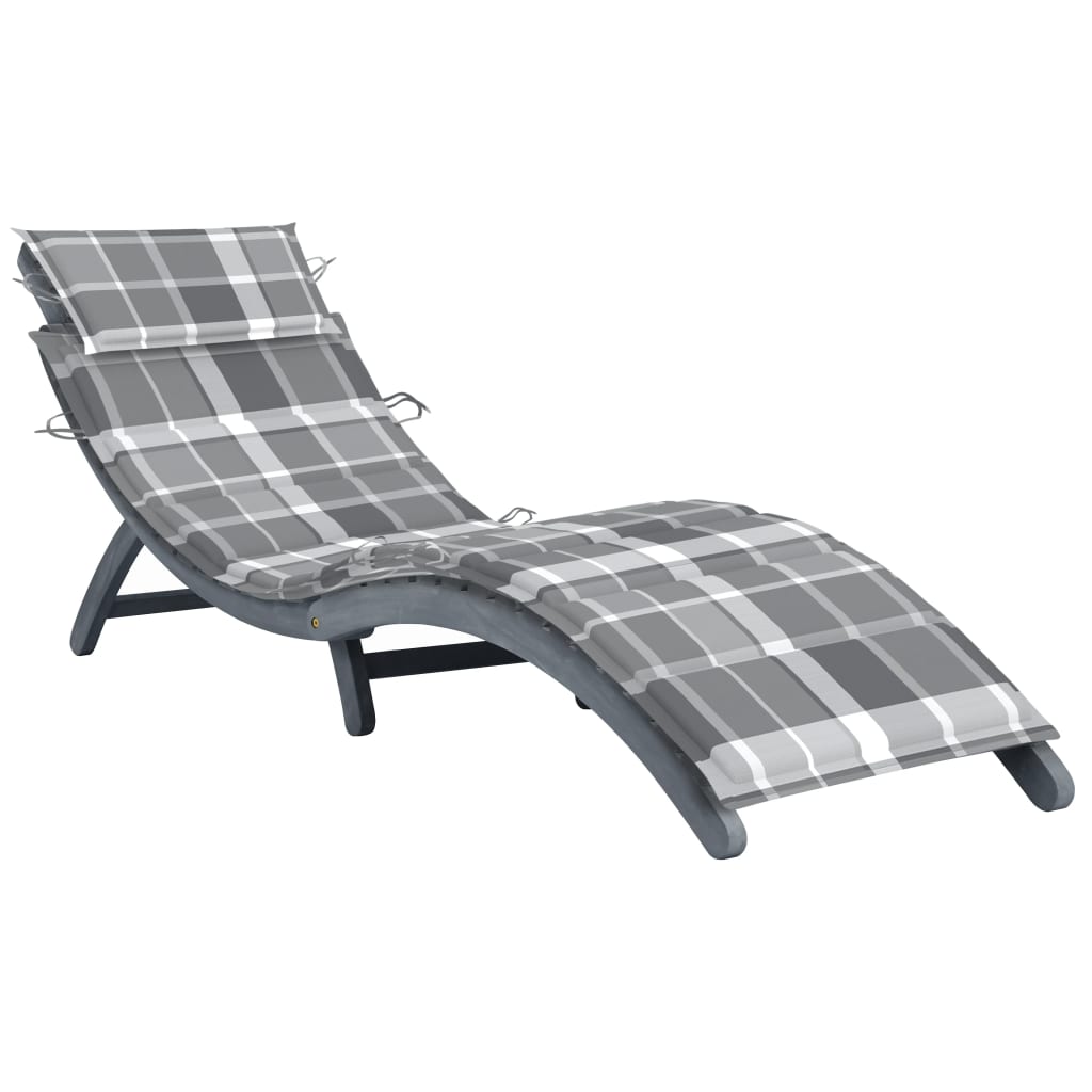 Bain de soleil avec coussin en bois d'acacia massif