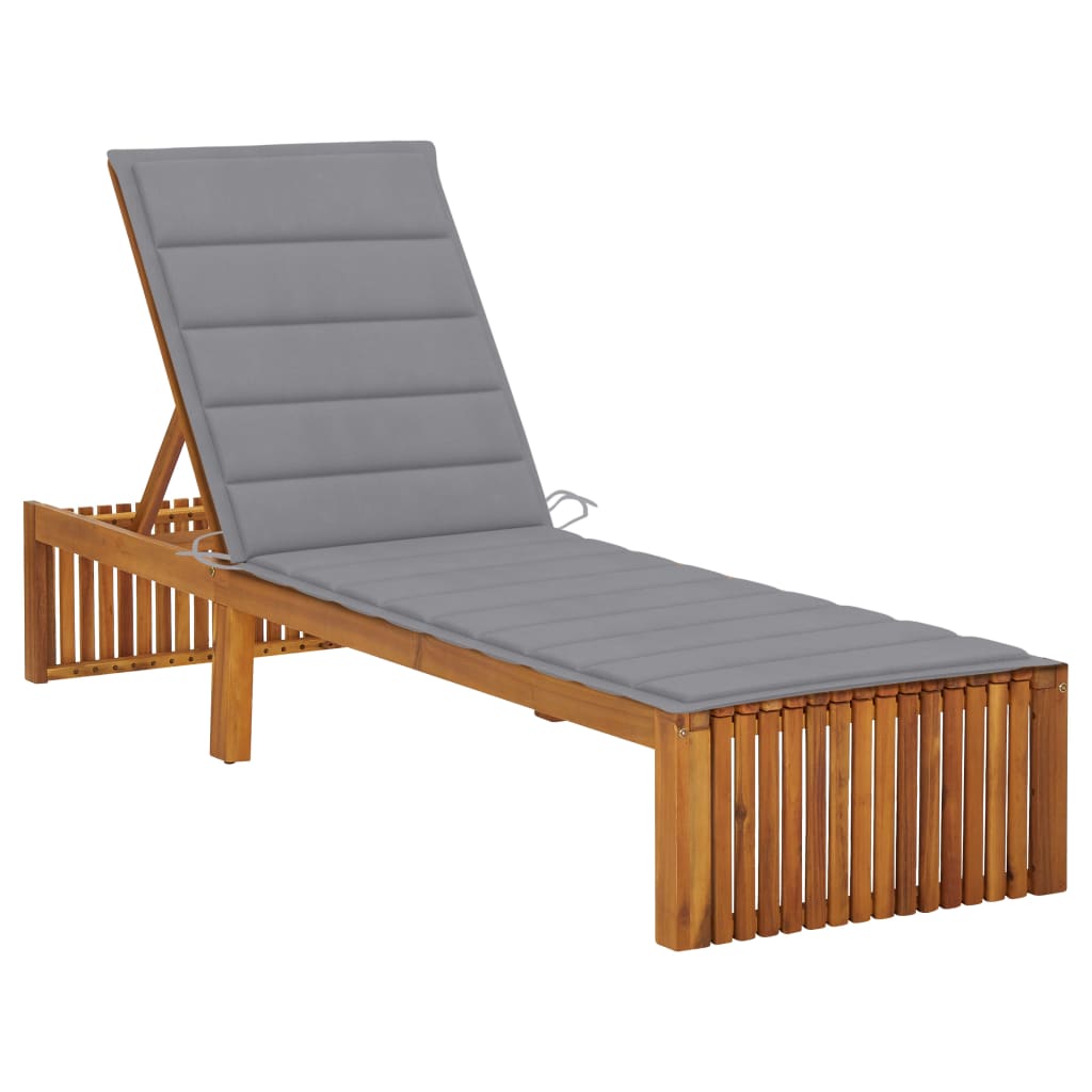 Bain de soleil avec coussin en bois d'acacia massif