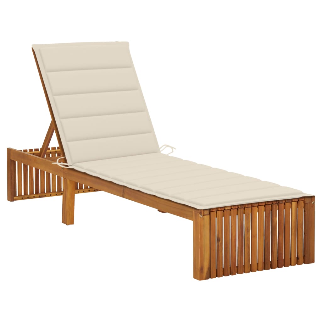 Bain de soleil avec coussin en bois d'acacia massif