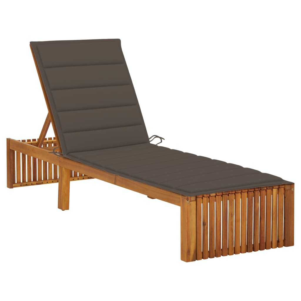 Bain de soleil avec coussin en bois d'acacia massif