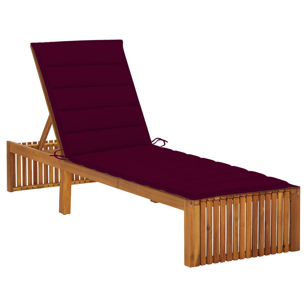 Bain de soleil avec coussin en bois d'acacia massif