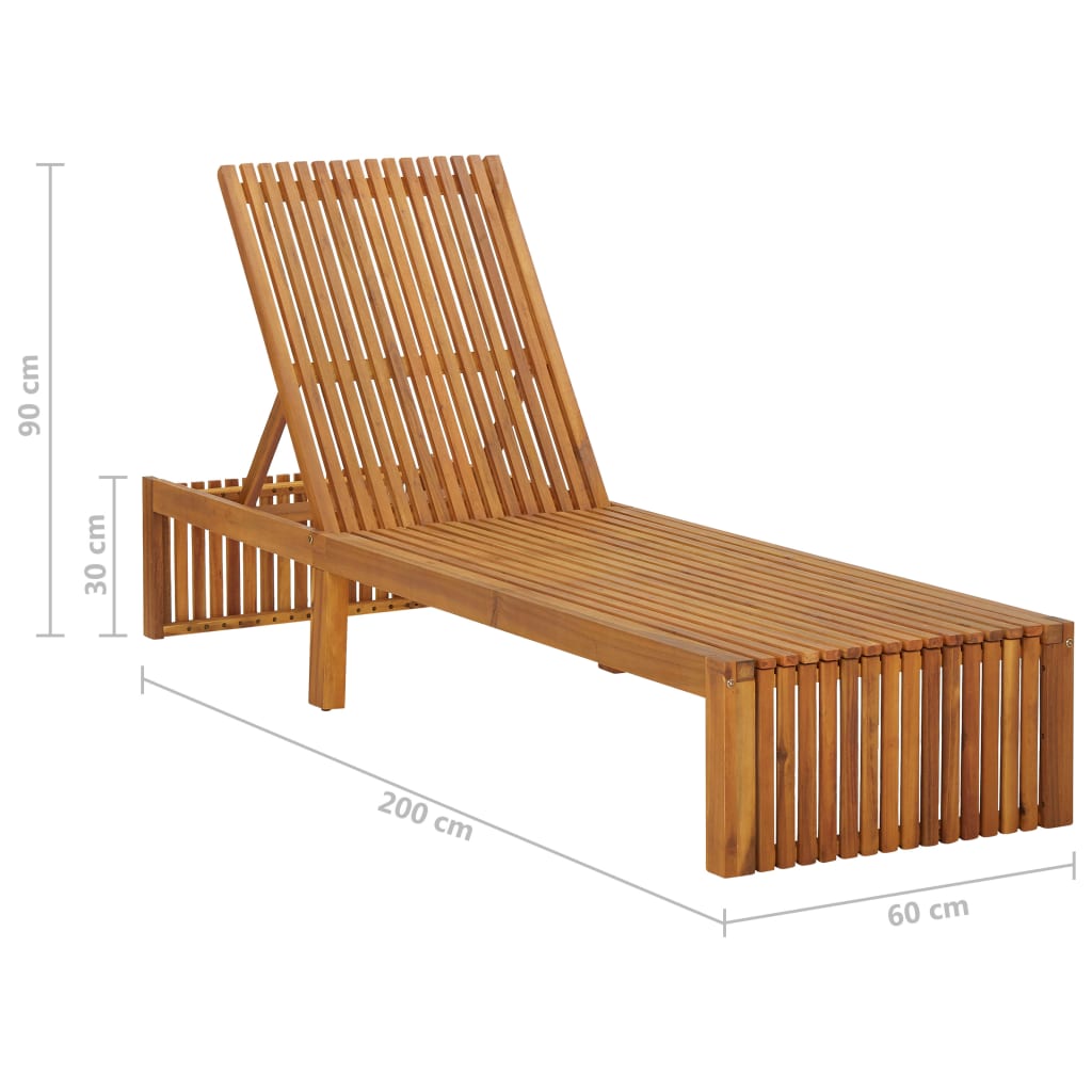 Bain de soleil avec coussin en bois d'acacia massif